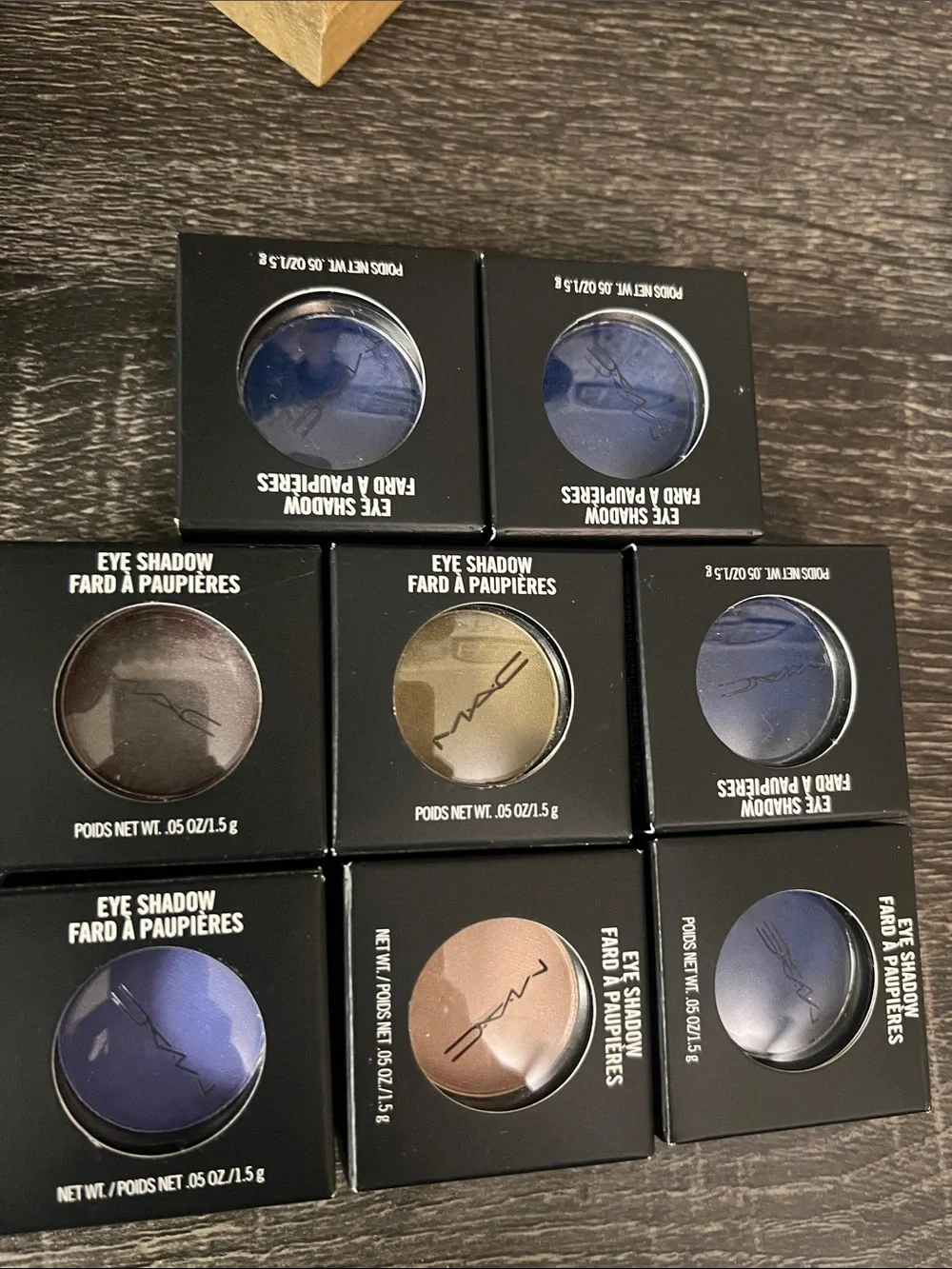 MAC Cosmetics Single Eyeshadow Trio-Look in Navy, Royal Blue & Taupe Lot of 8